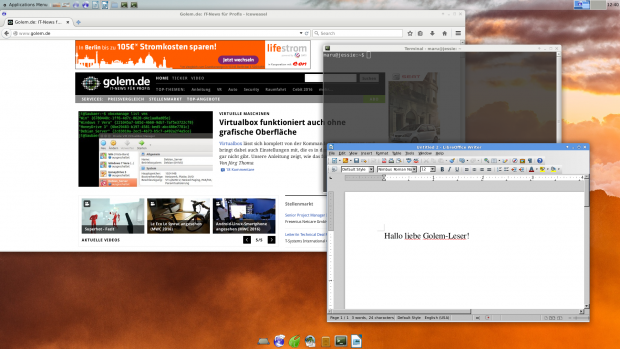 Das Debian-Linux von Maru kann wie ein vollwertiges System auf dem PC genutzt werden. (Screenshot: Golem.de)
